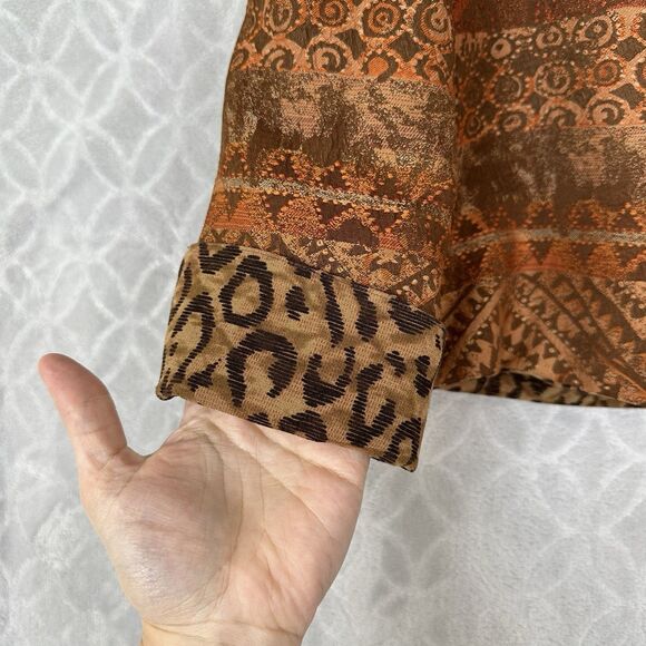 Reversible Open Front Jacket Women Medium Leopard Southwest Tapestry Artsy Indie - Picture 9 of 12